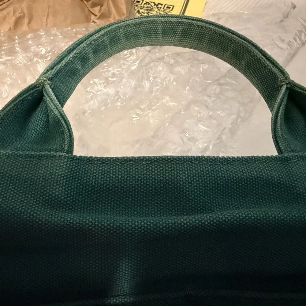 Prada Milano Teal & Forest Green Canapa Tote Bag - Picture 11 of 16